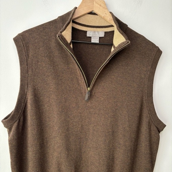 Daniel Cremieux 1/4 Zip Sweater Vest Large Chocolate Brown Golf Pima Cotton - Picture 3 of 10